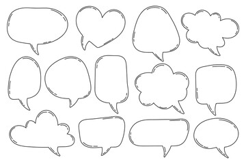 Obraz premium Hand drawn outline speech bubbles collection