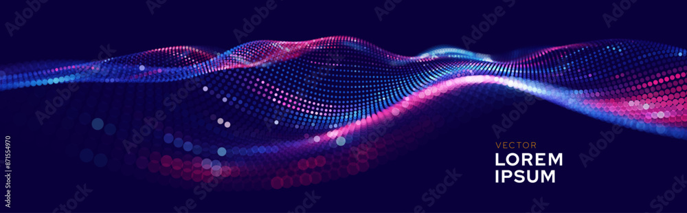 Leinwandbilder cyber big data flow particles tech business or science background. medical research or tech innovati