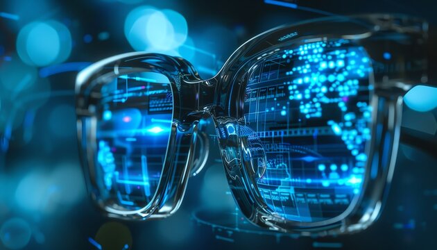 Secure transactions, AR glasses, digital holograms, futuristic fintech - Powered by Adobe