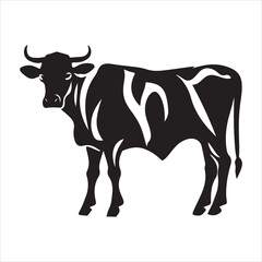Cow graphic icon silhouette white background
