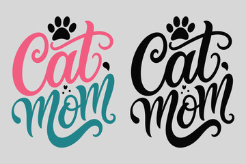 Handdrawn Cat Lover Typography with Paws - Vector Art on White Background
