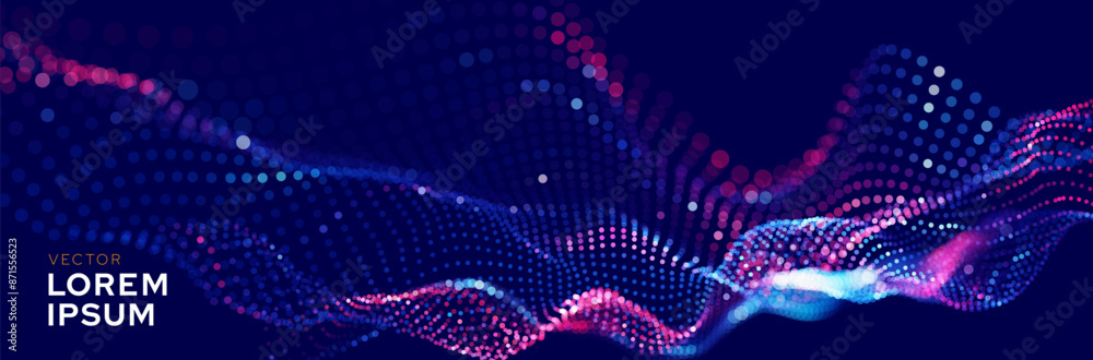 Aufkleber cyber big data flow particles tech business or science background. medical research or tech innovati