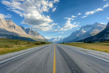 Fototapeta premium Empty Road Leading Through Majestic Mountains