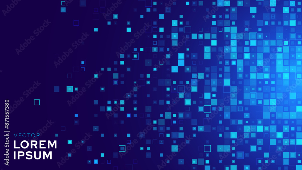 Aufkleber abstract digital blue tech pixels business or science background. medical research or tech innovatio
