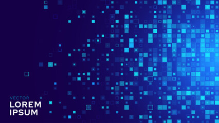 Abstract Digital Blue Tech Pixels Business or Science Background. Medical Research or Tech Innovation Online Webinar Presentation Event. Conference or Forum Vector Illustration Backdrop.