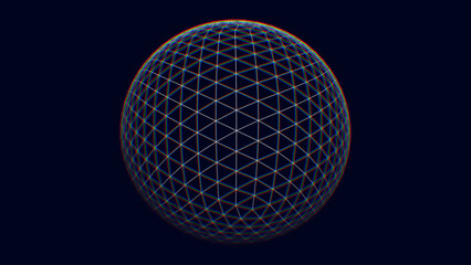 3D Sphere of Lines Background. Triangle Grid HUD Element. Sci-Fi Planet Earth Template for Heads Up Display. Geometry Math Vector Illustration.