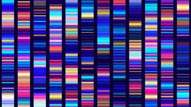 Big Genomic Data Visualization. DNA Test. Genome Sequence Map. Chromosome Architecture, Molecule Sequencing Chart. Genetic Science and Technology Concept. Vector Illustration Background.