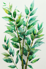 Futuristic Watercolor Painting with Bamboo Shoots