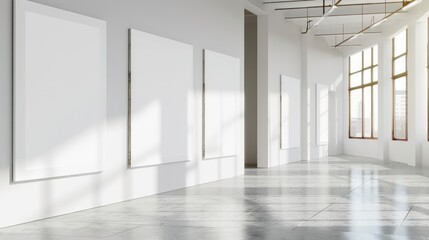 Obraz premium White canvas posters in bright modern gallery