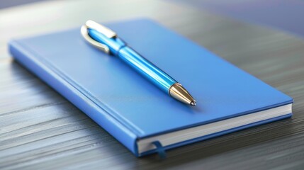 Blue notebook and pen