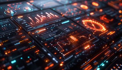 Holographic cryptocurrency dashboard, advanced analytics, sleek modern design, data visualization