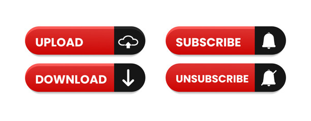 Upload, Download, subscribe, unsubscribe. Vector illustration.