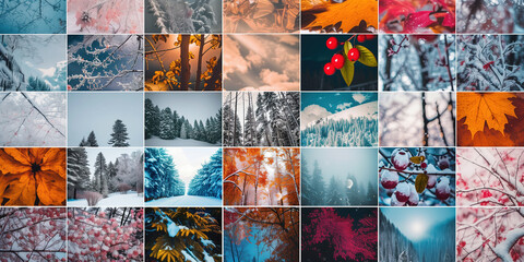 Stunning Seasonal Transitions Winter and Autumn Nature Photography Collage