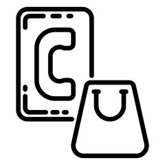 Telephone icon, line icon style