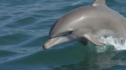 Naklejka premium dolphin in the water with its mouth open and head above water