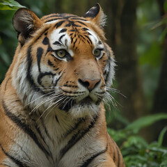Naklejka premium a tiger that is sitting in the grass