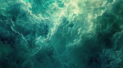 Fototapeta premium The image is of a large body of water with a lot of waves and clouds