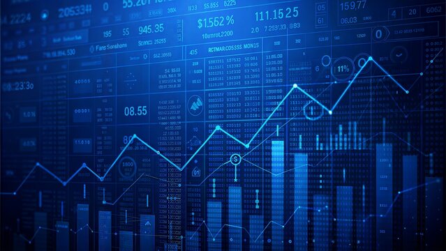 Business audit stock financial finance management on analysis data strategy with graph accounting marketing or report chart economy investment research profit concept. Generative AI