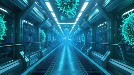 A futuristic medical facility where vegetableheaded scientists study a virus that harnesses the energy of stars
