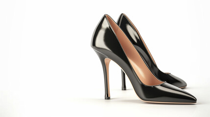 Women's high-heeled shoes, isolated on a white background, that exude luxury and elegance. Thanks to their subtle line and beautiful shape, they are the perfect addition to any sophisticated styling.