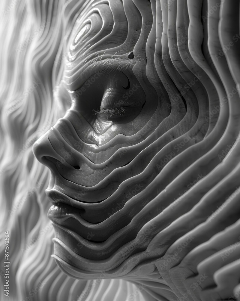 Canvas Prints 3D rendering of a woman's face. AI.