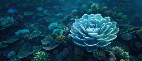 Fototapeta premium A hightech marine sanctuary is built around one magical flower that harnesses ocean currents to distribute healing energies