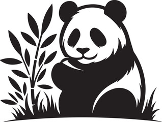 panda silhouette vector art illustration