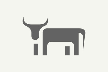 Illustration vector graphic of funny simple bull silhouette. Good for logo