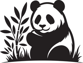 panda silhouette vector art illustration