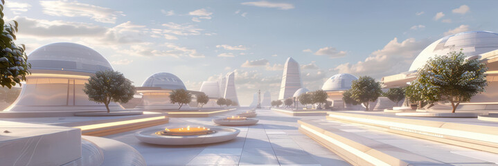 An innovative city plaza where public feasts are organized by enchanted cooks who use ancient spells to prepare communal meals