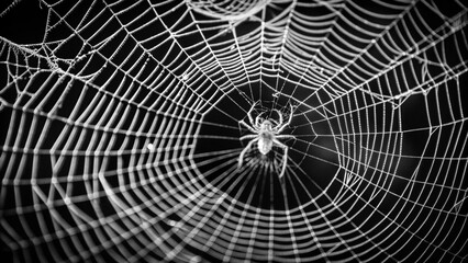 Obraz premium Spider web with black background