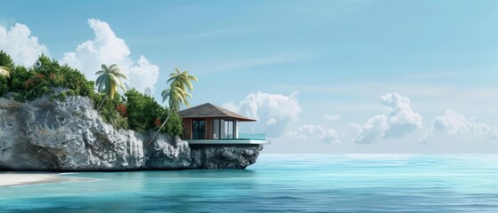 An innovative real estate project showcasing a solitary home on a serene beach