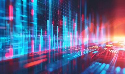 Fototapeta premium Abstract Digital Data Visualization with Glowing Bars