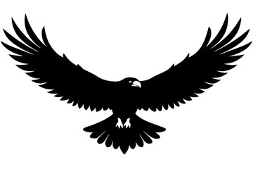 Flying Bald Eagle black and white Silhouette vector, A Bald Eagle black Silhouette Vector isolated on a white background