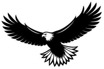 Flying Bald Eagle black and white Silhouette vector, A Bald Eagle black Silhouette Vector isolated on a white background