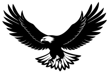 Flying Bald Eagle black and white Silhouette vector, A Bald Eagle black Silhouette Vector isolated on a white background