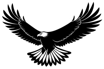 Flying Bald Eagle black and white Silhouette vector, A Bald Eagle black Silhouette Vector isolated on a white background