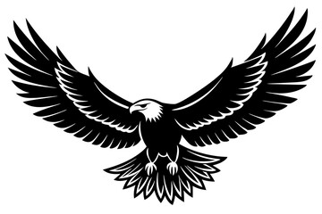 Flying Bald Eagle black and white Silhouette vector, A Bald Eagle black Silhouette Vector isolated on a white background