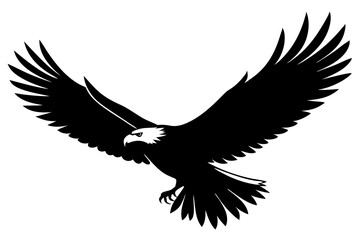 Flying Bald Eagle black and white Silhouette vector, A Bald Eagle black Silhouette Vector isolated on a white background