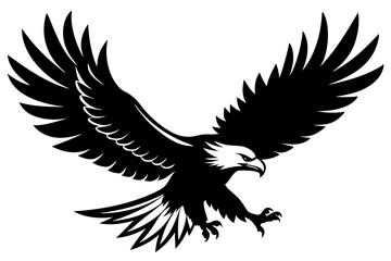 Flying Bald Eagle black and white Silhouette vector, A Bald Eagle black Silhouette Vector isolated on a white background