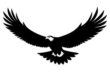 Obraz premium Flying Bald Eagle black and white Silhouette vector, A Bald Eagle black Silhouette Vector isolated on a white background