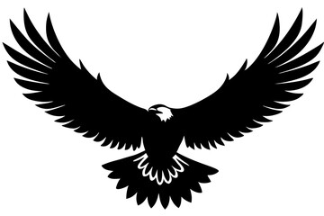 Flying Bald Eagle black and white Silhouette vector, A Bald Eagle black Silhouette Vector isolated on a white background