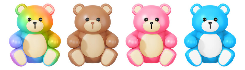 3d teddy bears set