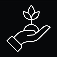 Hand Holding Plant (Black Background