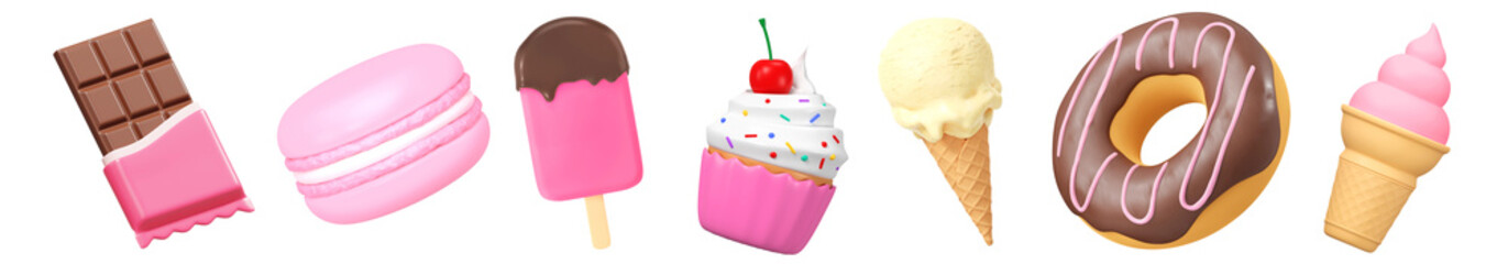 Simple 3d dessert icon set