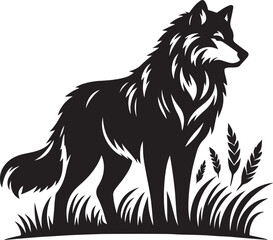 wolf silhouette vector art illustration
