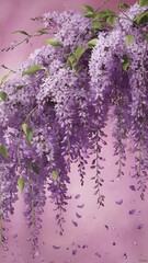 Lilac branches on a pink background