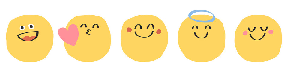 Face emoticon doodle icon set