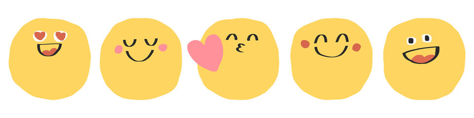 Face emoticon doodle icon set