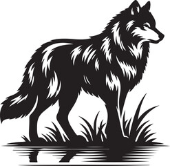 wolf silhouette vector art illustration